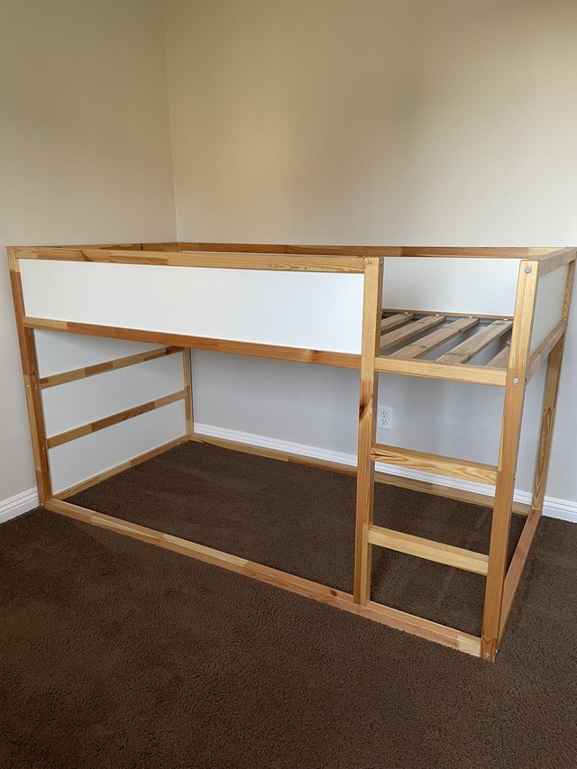 Ikea KURA reversible bunk twin bed with jungle tent Beds & Mattresses