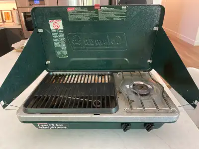 Coleman Propane Grill/Stove and padded carry case, View more