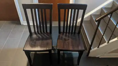 SELLING 4 PIER 1 IMPORTS BRAZIL RS3 WOOD DARK BROWN DINING CHAIRS. $50 EACH OR ALL 4 FOR $125. SOME...