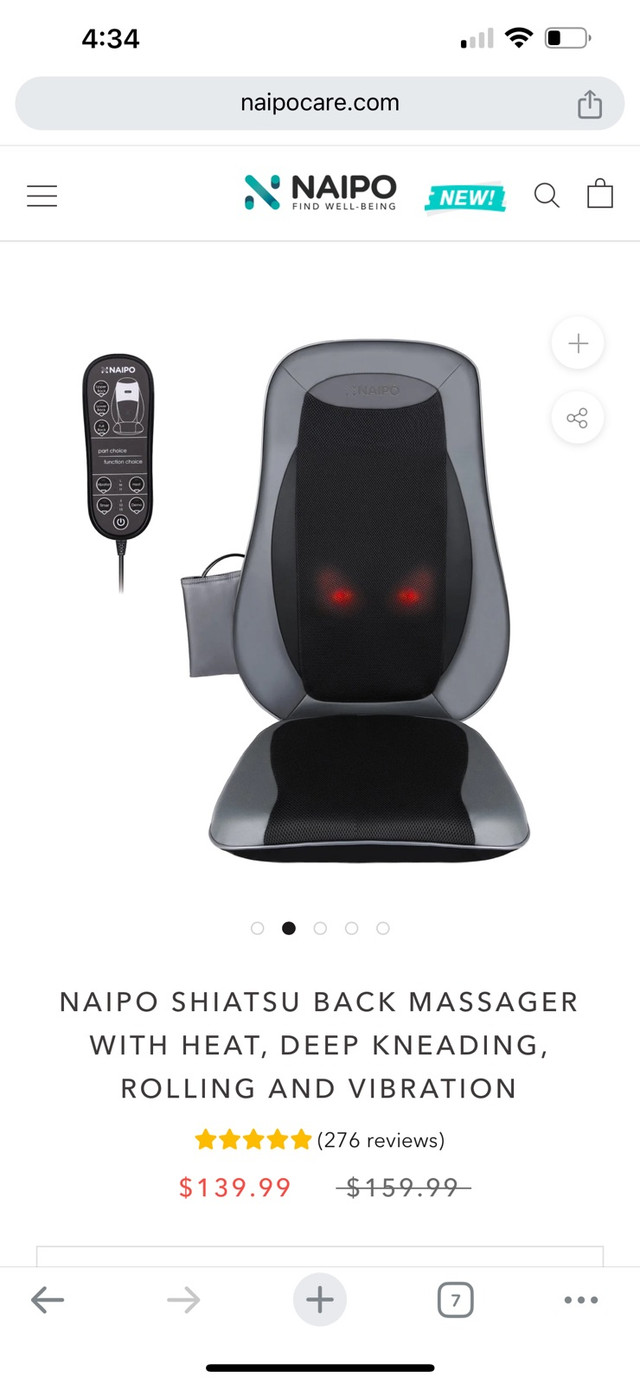 Shiatsu Back Massager Cushion for Chair/Car/Truck Seat/ Sofa in Health & Special Needs in Brantford
