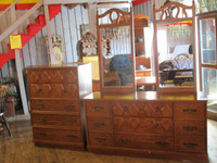 Lovely Mid Century Chest of Doors and Bureau with Mirror