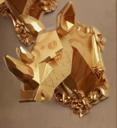 New Large Gold Rhino Head Wall Sculpture Resin Art Decor G, View more