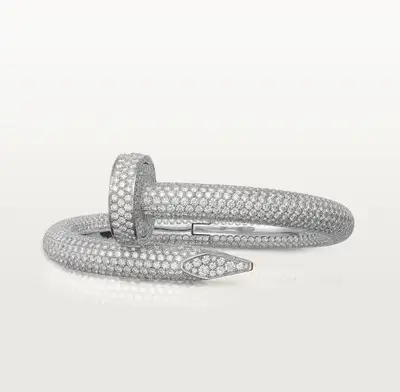 LuxCorner Custom Cartier Juste un Clou Extra Large Bracelet White Gold, Diamond Paved - Brand new -...