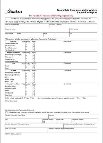 (587) 700-4969 Inspection is free if car does not pass Insurance inspection 45$ if you come to me 50...