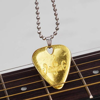 Guitar Pick Necklace Zinc alloy Pendant Guitar Accessory Gold