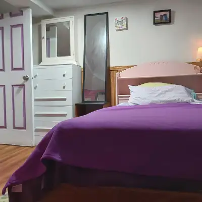 ONE FULLY FURNISHED BASEMENT BEDROOM FOR RENT, AVAILABLE June 1. ALL UTILITIES & HIGH-SPEED INTERNET...