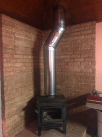 Wood Stove with Prefab Chimney Plus Accessories