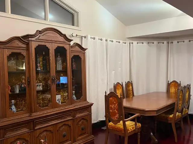 Solid Wood Dining Table Set w 6 Chairs + Wine cabinet，Vintage in Dining Tables & Sets in City of Toronto - Image 5
