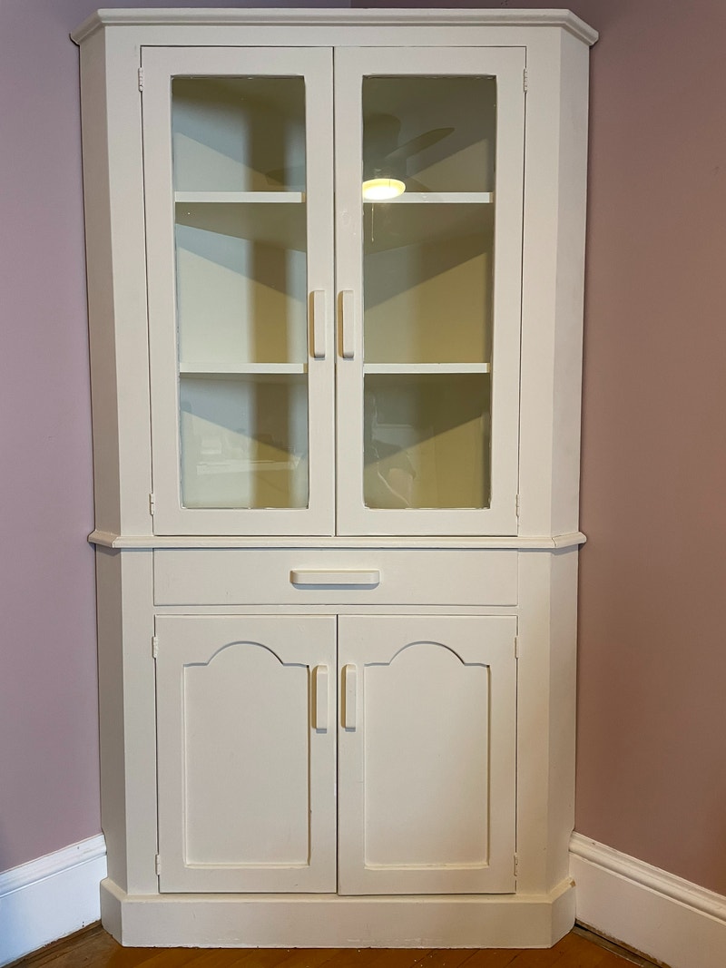 Midcentury corner 6feet tall with glass doors Hutches