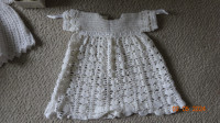 Doll, baby crochet dress, white, sleeves, back length 18.5 inche