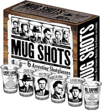 Mug Shots - 6 Piece Shot Glass Set of Famous Gangster Mugshots
