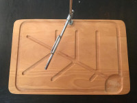 Meat Cutting Board with Drip Edge and Metal Holding Spikes