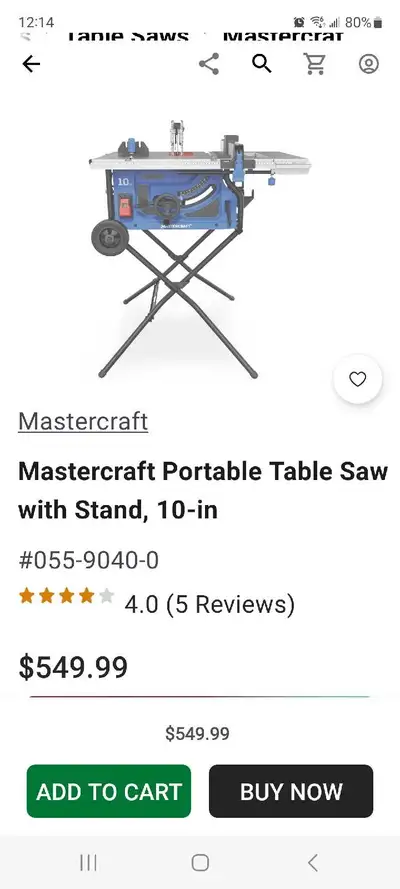 Mastercraft Table Saw, View more