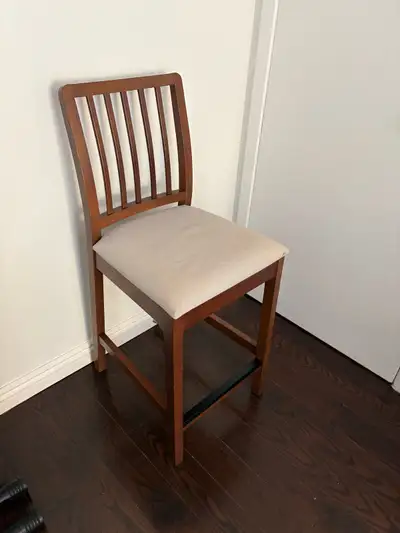 Wooden Counter Height Bar Stool with Upholstered Seat, View more