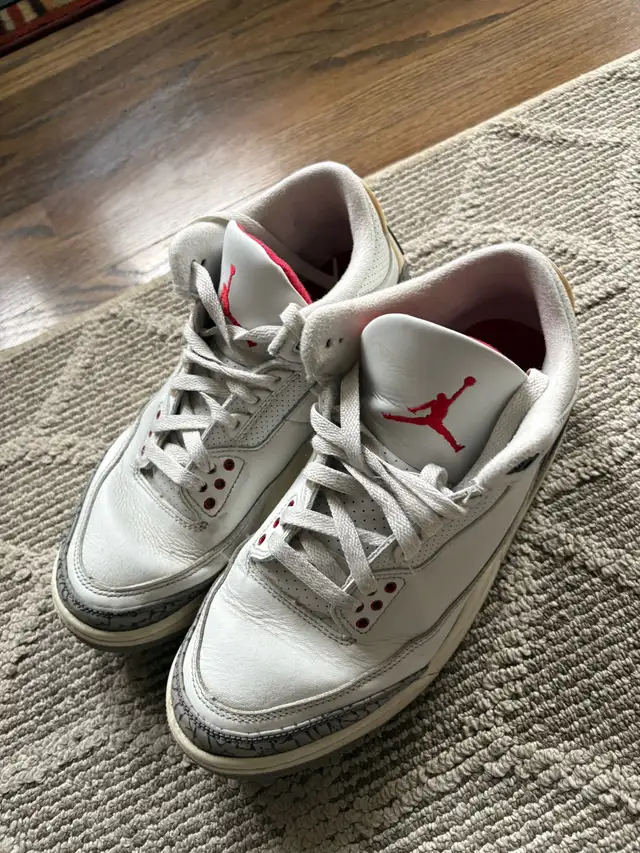 Air Jordan 3 white cement (2022)  in Men's Shoes in Calgary - Image 2