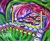 Mosquée 36 x 30 - Peinture à l'huile par Giba