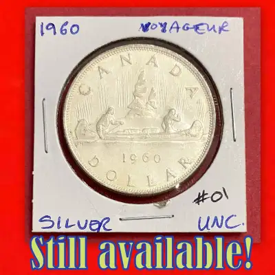 Impressive Uncirculated 1960 Canada Silver $1 Dollar Coin!, View more