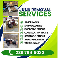 Junk removal and debris removal services call   226 784 5033