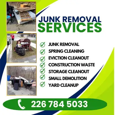 Junk removal and debris removal services call   226 784 5033, View more