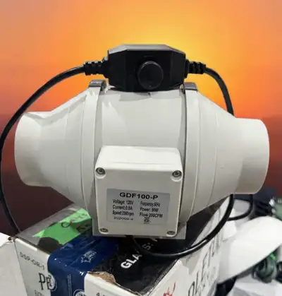 For Sale: GDF100-P Inline Duct Fan New (No Box) 120V, 200CFM, 0.8A, 50W. Perfect for ventilation or...