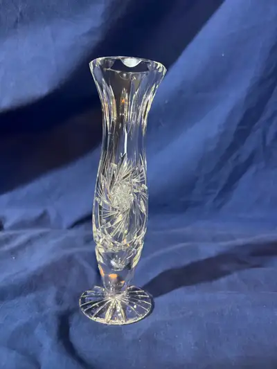 Handcut Crystal Bud Vase in Pinwheel Design, View more