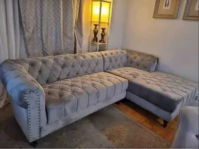 Velvet Chesterfield Sectional, View more