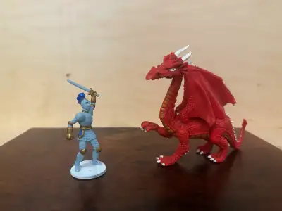 Red Dragon with Knight, View more