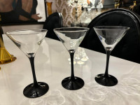 Lot de 3 coupes à martini pied noir Luminarc France