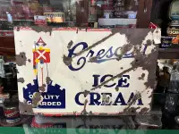Porcelain Crescent Ice Cream sign 