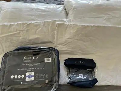 NEW SmartSilk Silk-Lined Pillow Bundle (Queen, Set of 2), View more