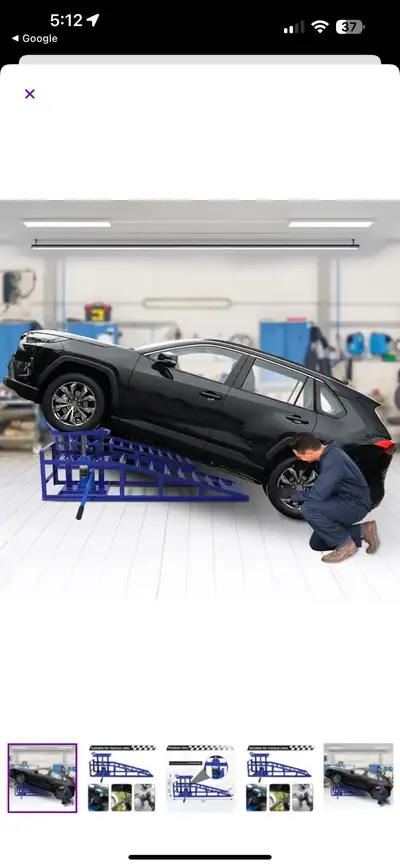 2 pack hydraulic car ramps, car lift service ramps, 5t heavy duty steel car lift ramp height, car ra...