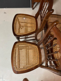 Antique walnut chairs with cane seats