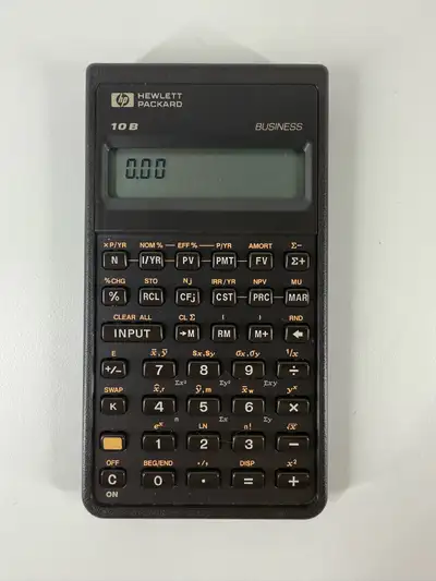 HP 10B Business Financial Calculator Calculator in mint condition Sleeve has some cosmetic wear, see...
