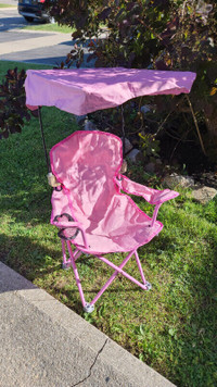 Pink Kids Outdoor folding chair with sun shade