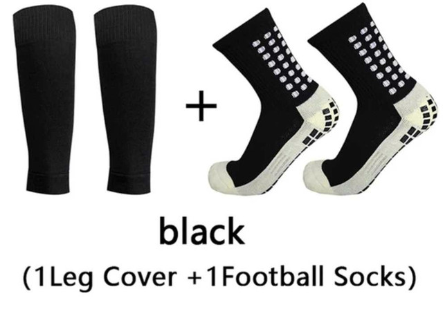 New Soccer Athletes leg Cover Sleeve, Grip Socks (Black / White) in Soccer in Mississauga / Peel Region