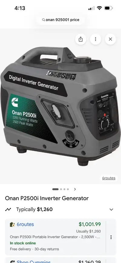 Cummins onan p2500i invertor/generator 800 o.b.o, View more