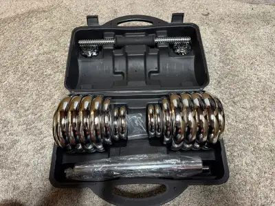 Adjustable Dumbbells / Barbell Set - 30 KG / 66LBS Chrome Set, View more