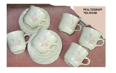 TEA ROSE =  TEA CUP & SAUCER Sets  =  PfaltzGraff = 6 sets, View more