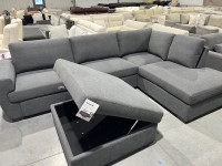 Fabric Sectional with Storage Ottoman - NEW IN BOX