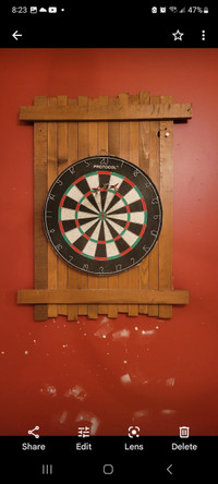 Wood Dart Board with darts