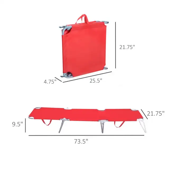 Red folding Lounge Chair, Portable Reclining Beach Lounger in Patio & Garden Furniture in Markham / York Region - Image 3