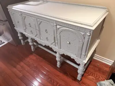 VINTAGE SOLID WOOD SIDEBOARD / BUFFET CABINET , View more