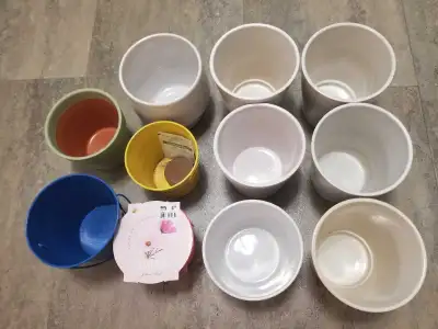 11 plant pots ceramic metal etc seeds, View more