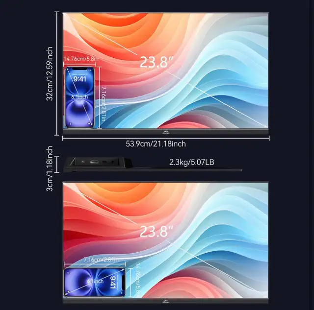Portable Monitor 23.8" 100Hz IPS FHD 1080P Freesync Dual Speaker in Monitors in City of Toronto - Image 3