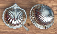 OLD ENGLISH DOME BUTTER AND SHELL CAVIAR DISHES - $20