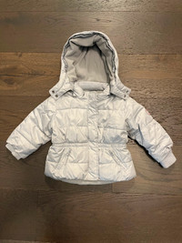 Baby gap silver down filled jacket 18-24M EUC