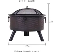 Grand Patio Fire Pits for Outside,Round Deep Bonfire Wood Burni