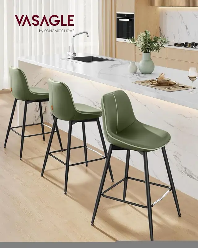 Bar Stool with Back, Ergonomic Backrest, Syntheti in Chairs & Recliners in Markham / York Region - Image 3