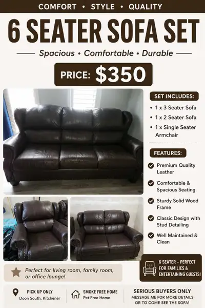 Leather used sofa for sell, View more