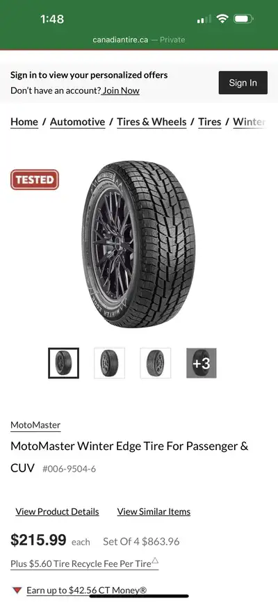 2 new winter tires. 235/70R16 Size written tire sticker Pick up in porcupine Selling as a pair for 1...